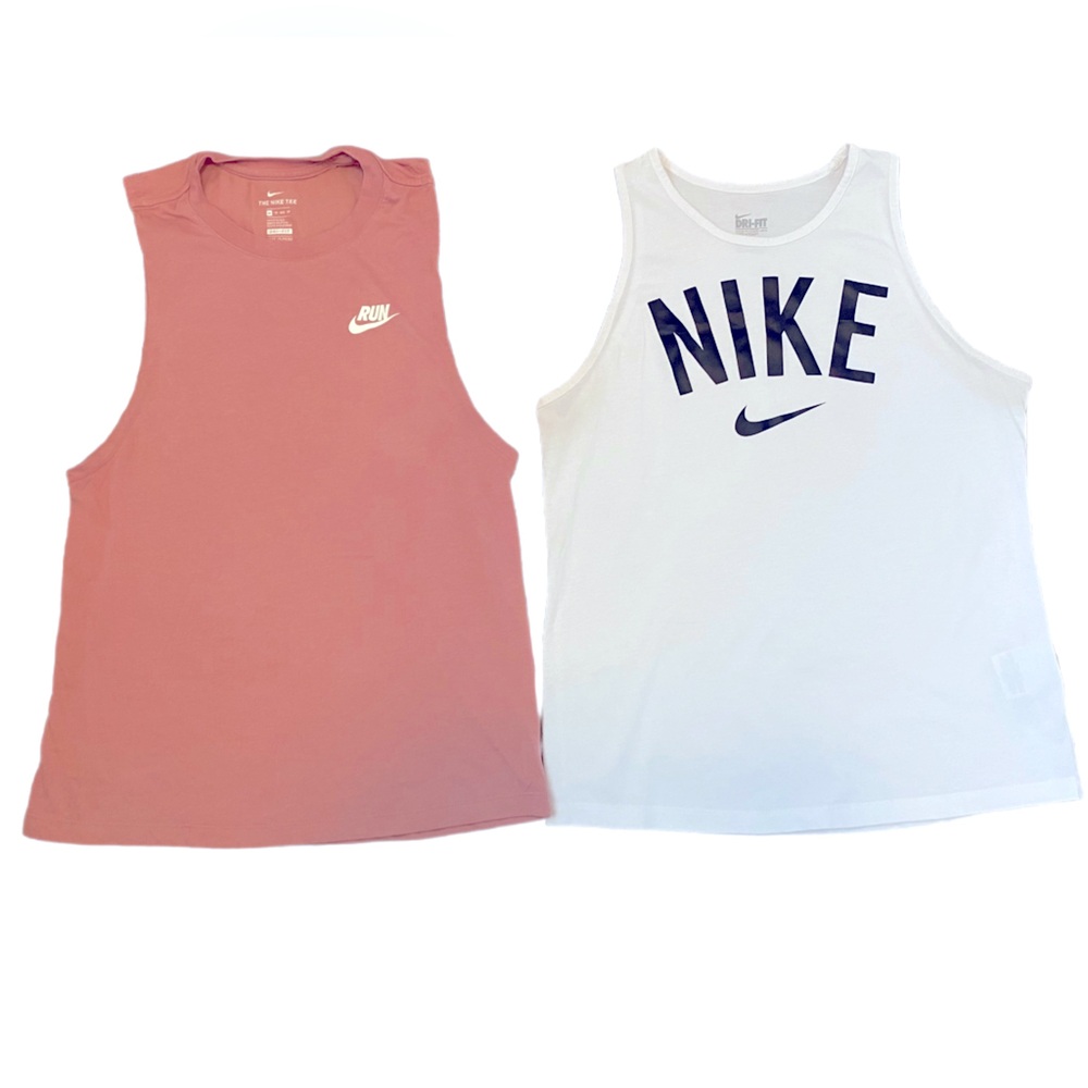 Nike Women's Dry Fit Tank Tops - Mauve and White Size S